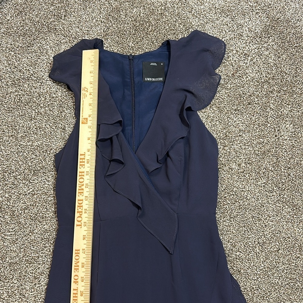 Lulus c/med collective Be About You Washed Navy Ruffled Asymmetrical Maxi Dress - Picture 13 of 16